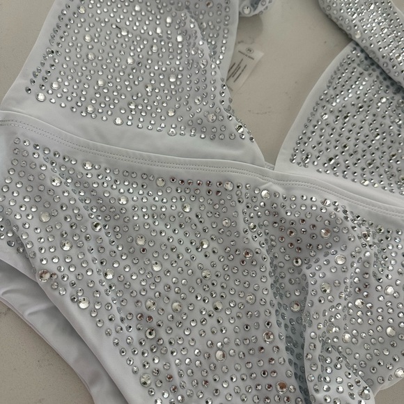 White Rhinestone Embellished Bikini - Picture 1 of 3